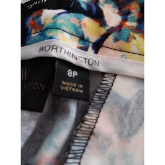 Worthington Capris Womens Size 8P Slim Fit Multi Color Floral Modern Fit Capris - Picture 13 of 14
